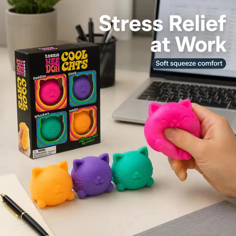 Needoh Cool Cat Maltose Squishy Toys Slow Rise Stress Relief Ball Sensory Fidget Toys for Adult Anti-Anxiety Sensory Toys Adult
