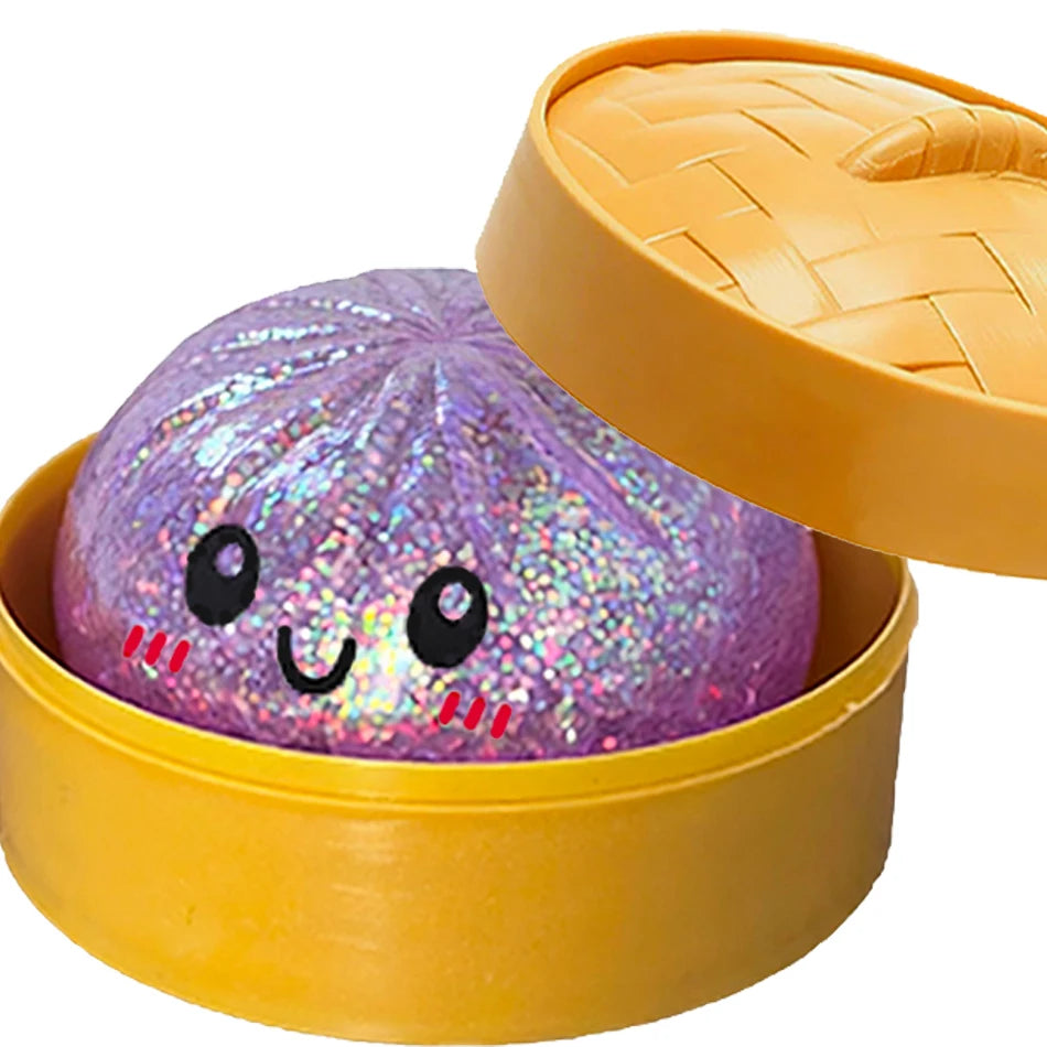 1-12P Push Bubble Colorful Dumpling Squishes Stress With Steamer Cute Anxiety Toy Soft Decompression Dough For Adults Prospector