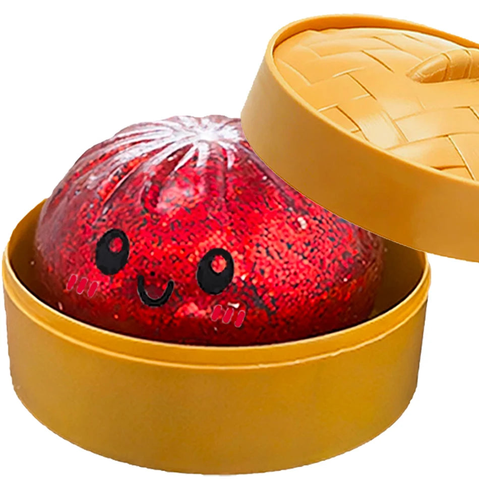 1-12P Push Bubble Colorful Dumpling Squishes Stress With Steamer Cute Anxiety Toy Soft Decompression Dough For Adults Prospector