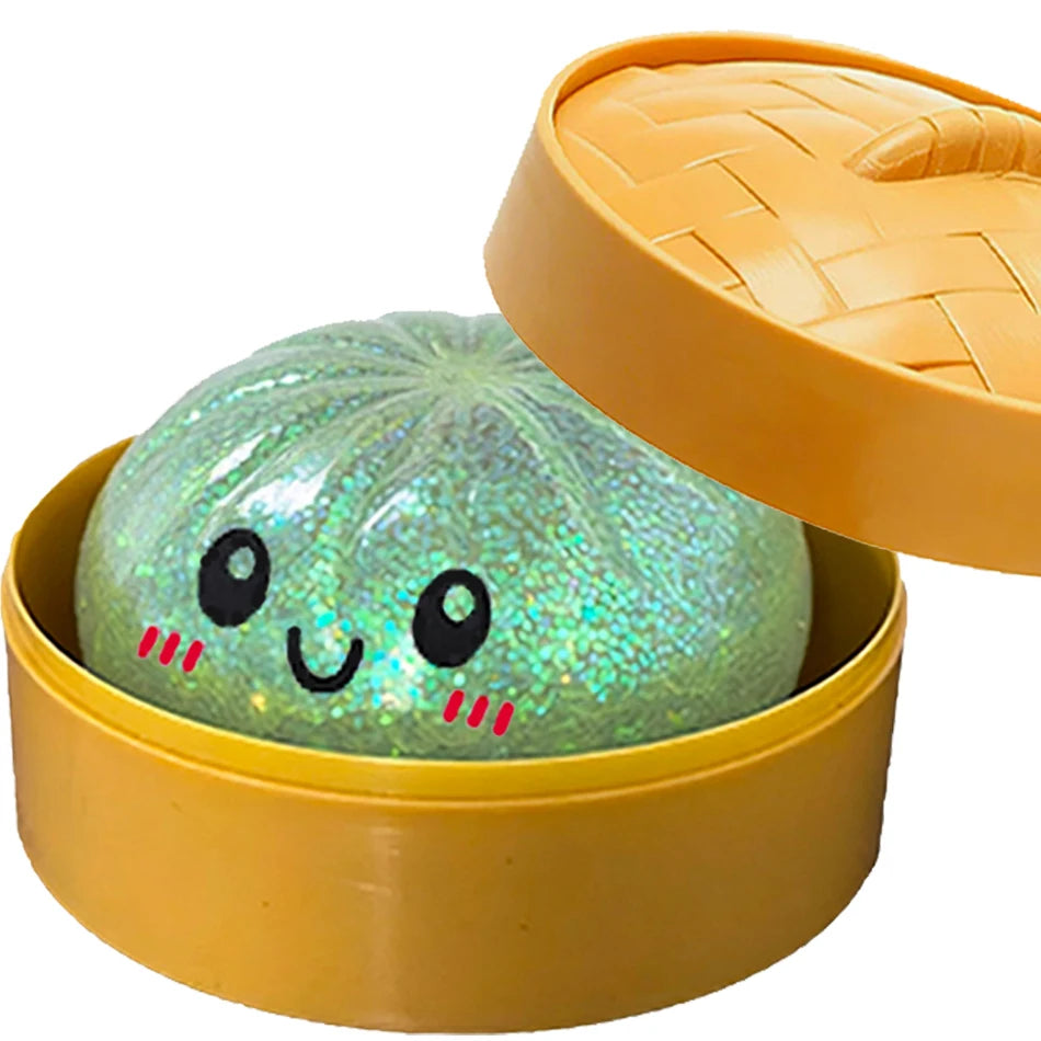 1-12P Push Bubble Colorful Dumpling Squishes Stress With Steamer Cute Anxiety Toy Soft Decompression Dough For Adults Prospector