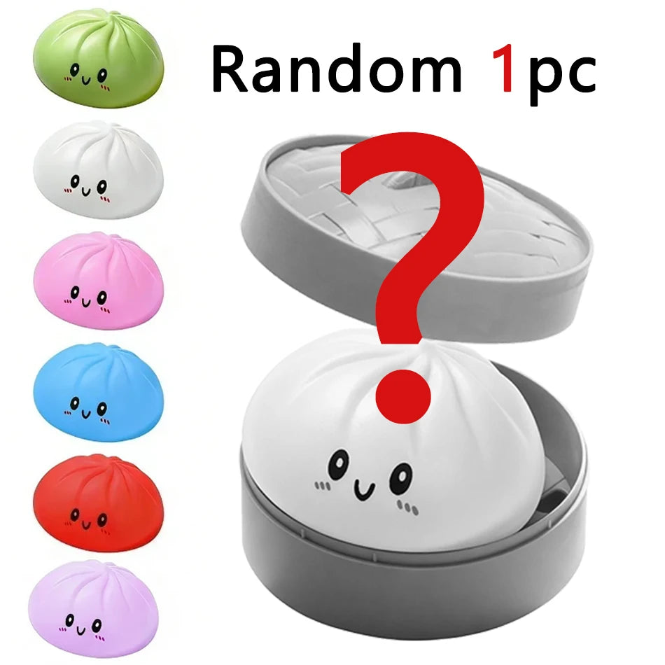 1-12P Push Bubble Colorful Dumpling Squishes Stress With Steamer Cute Anxiety Toy Soft Decompression Dough For Adults Prospector