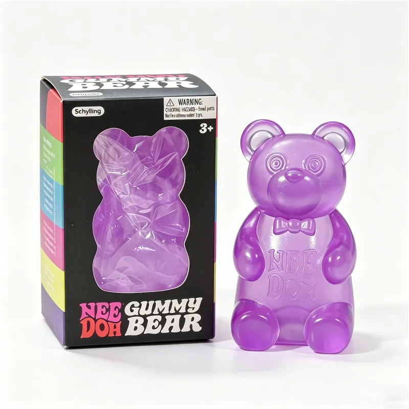 Squishy Fidget Sensory Toy ADHD Anti Anxiety Stress Relief Cute Transparent Jelly Gummy Bear TPR Stretch Squeeze Vent Needoh