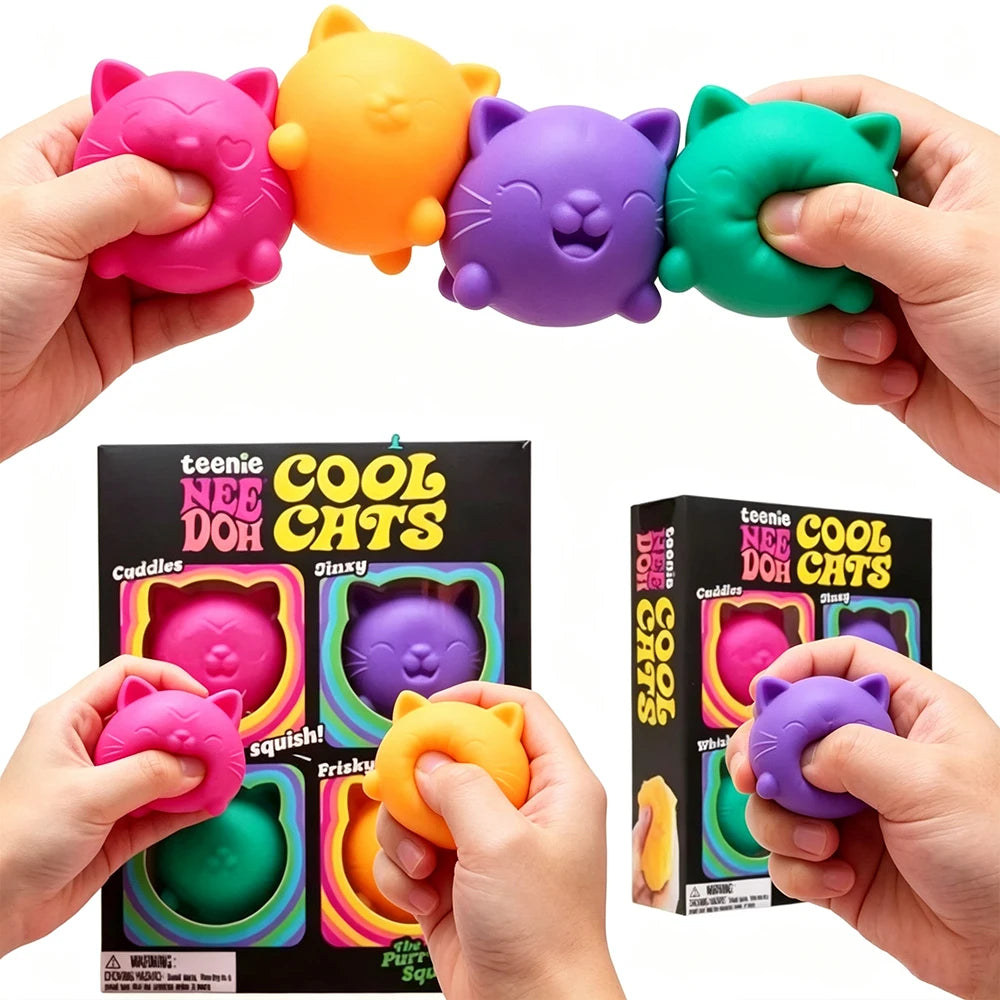 Needoh Cool Cat Maltose Squishy Toys Slow Rise Stress Relief Ball Sensory Fidget Toys for Adult Anti-Anxiety Sensory Toys Adult