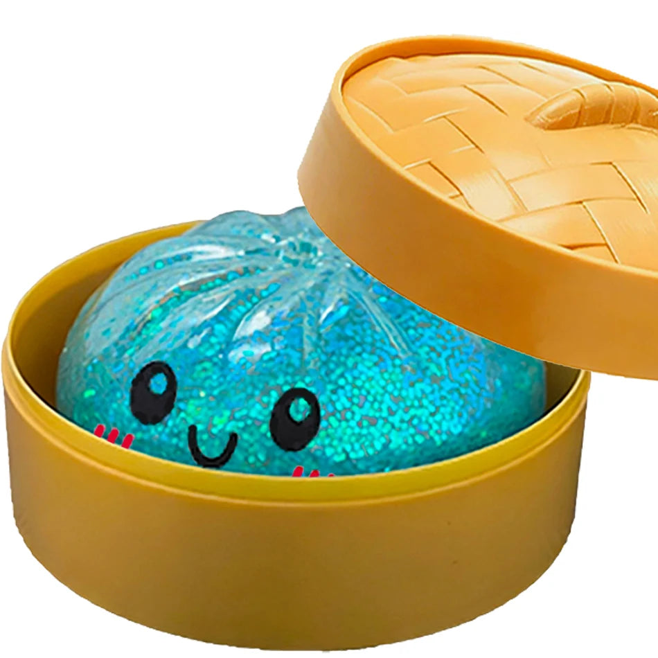 1-12P Push Bubble Colorful Dumpling Squishes Stress With Steamer Cute Anxiety Toy Soft Decompression Dough For Adults Prospector