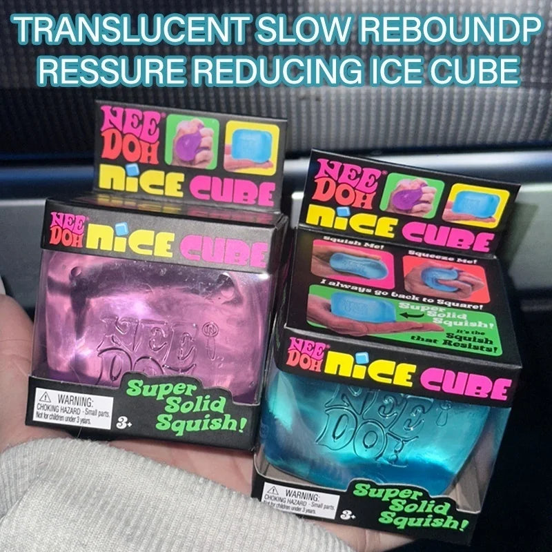 Maltose Needoh Nice Cube Clear Solid Squish Squeeze Fidget Toy Slow Rebound Stress Anxiety Relief Sensory Relax Desk Toy Gift