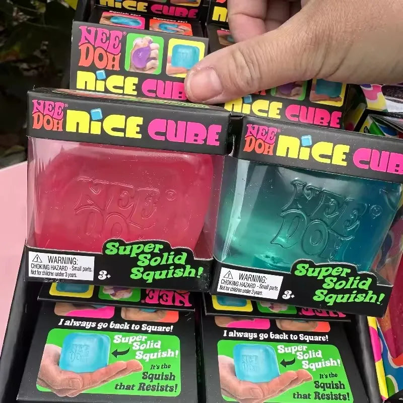 NeeDoh Nice Cube Squish Toy, Soft Jelly Squeeze Stress Relief Fidget Toy, Sensory NeeDoh for Teens & Adults