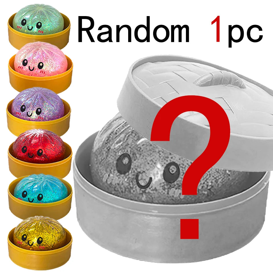 1-12P Push Bubble Colorful Dumpling Squishes Stress With Steamer Cute Anxiety Toy Soft Decompression Dough For Adults Prospector