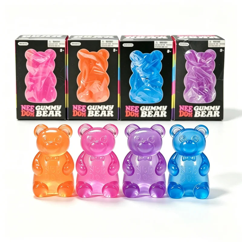 Squishy Fidget Sensory Toy ADHD Anti Anxiety Stress Relief Cute Transparent Jelly Gummy Bear TPR Stretch Squeeze Vent Needoh