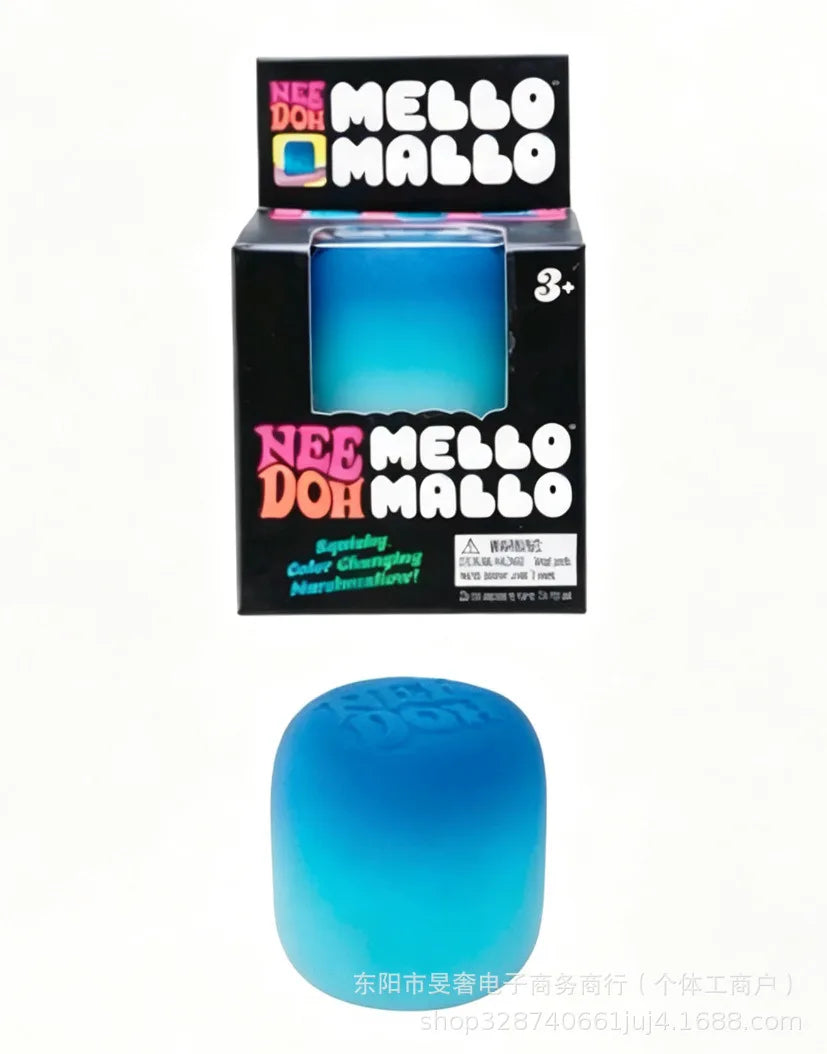 New Needoh Mello Mallo Uv Light Reactive Squish Toy Marshmallow Texture Slow Rising Squeeze Fidget Toy Sunlight Color Change