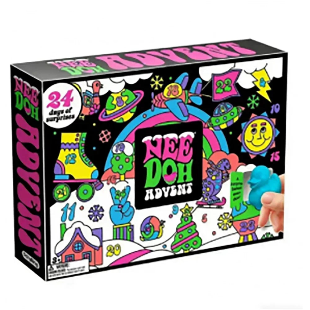 24Pcs Nee‑Doh Squish Fidget Advent Calendar Blind Box Squeeze Stress Relief Toy Christmas Holiday Countdown Surprise Gift Box