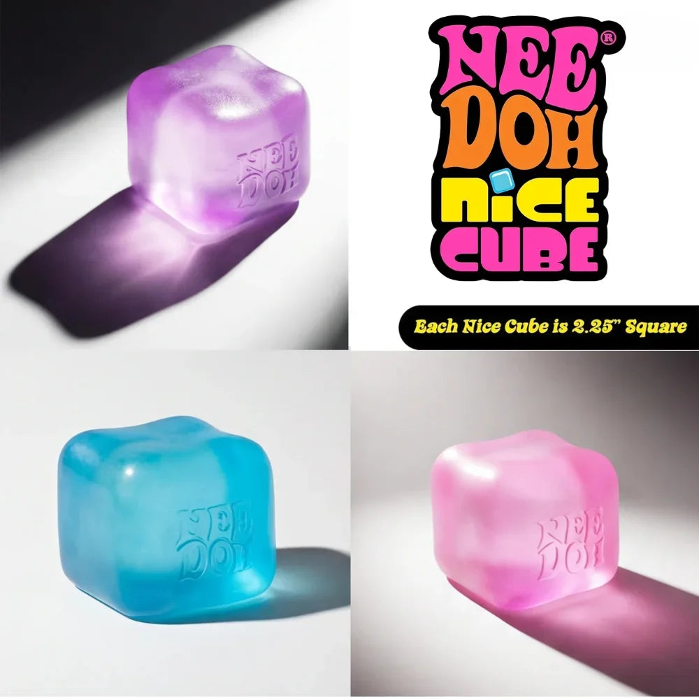 NeeDoh Nice Cube Squish Toy, Soft Jelly Squeeze Stress Relief Fidget Toy, Sensory NeeDoh for Teens & Adults