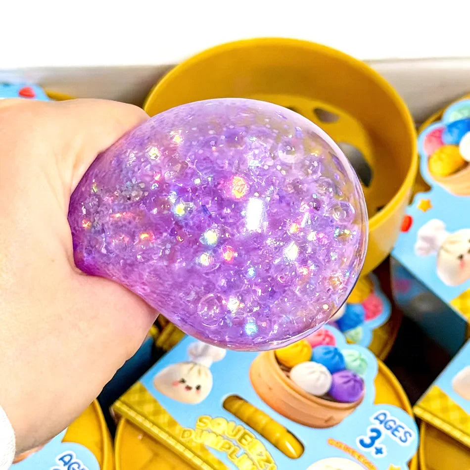 1-12P Push Bubble Colorful Dumpling Squishes Stress With Steamer Cute Anxiety Toy Soft Decompression Dough For Adults Prospector