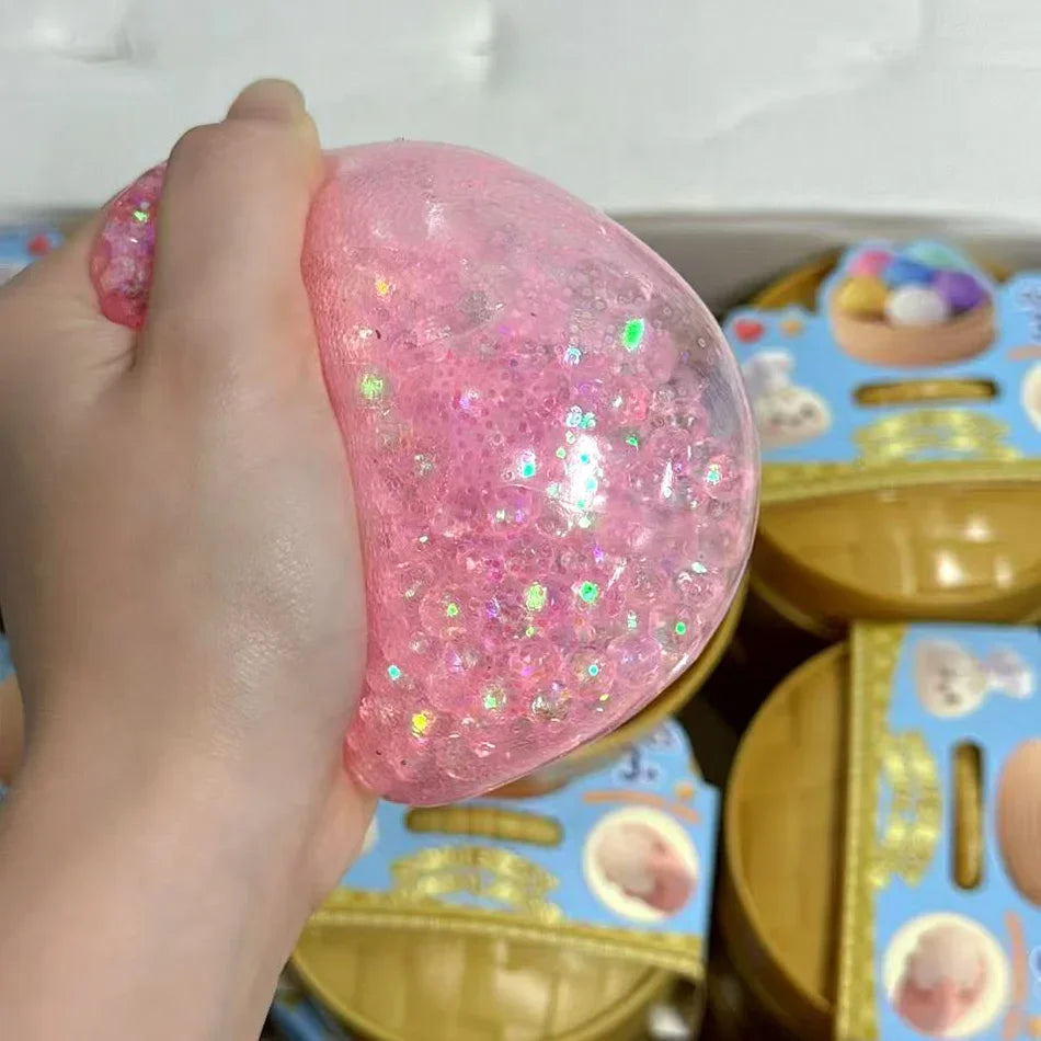 1-12P Push Bubble Colorful Dumpling Squishes Stress With Steamer Cute Anxiety Toy Soft Decompression Dough For Adults Prospector
