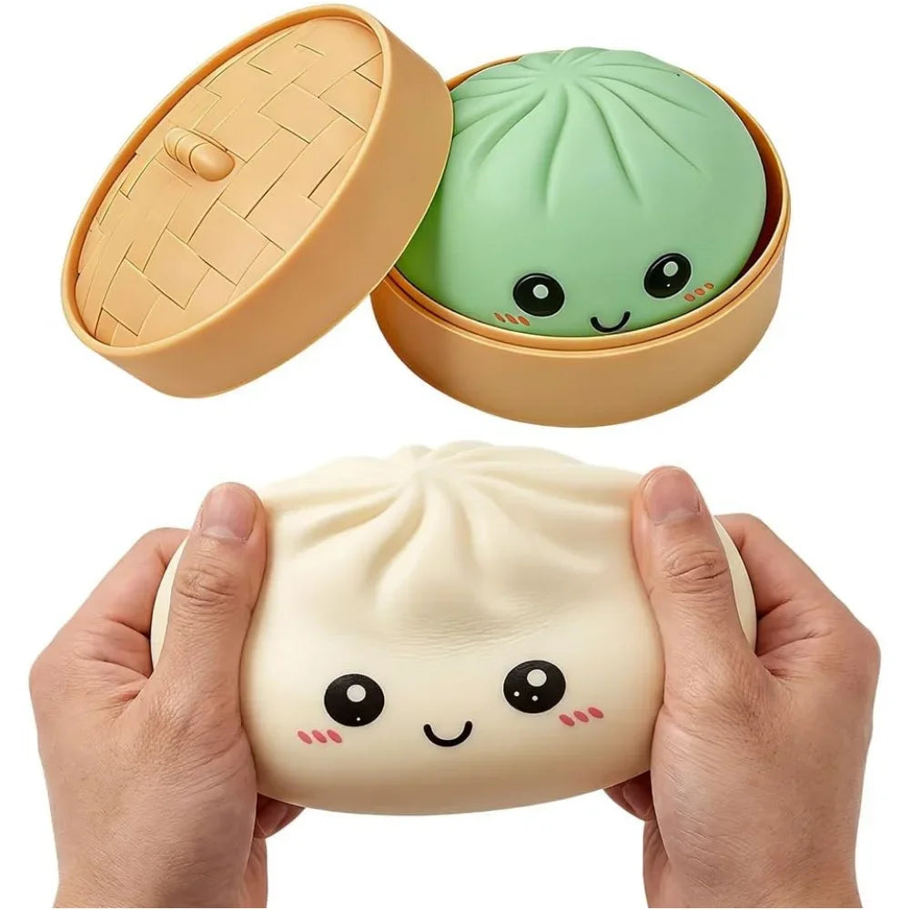 1-12P Push Bubble Colorful Dumpling Squishes Stress With Steamer Cute Anxiety Toy Soft Decompression Dough For Adults Prospector
