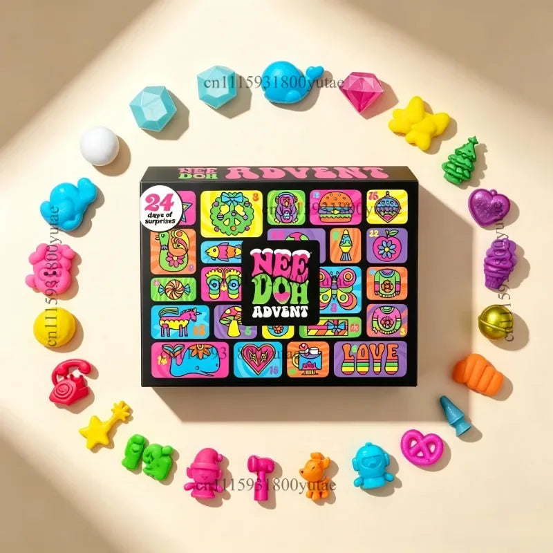 Christmas Advent Calendar Blind Box Needoh Nice Cube Squish Fidget Toy Sensory Stress Relief Anti‑Anxiety Xmas Gift
