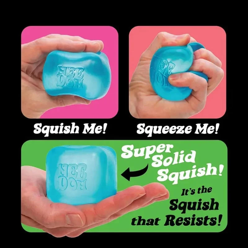 NeeDoh Nice Cube Squish Toy, Soft Jelly Squeeze Stress Relief Fidget Toy, Sensory NeeDoh for Teens & Adults