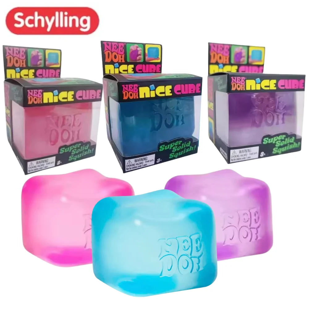NeeDoh Nice Cube Squish Toy, Soft Jelly Squeeze Stress Relief Fidget Toy, Sensory NeeDoh for Teens & Adults