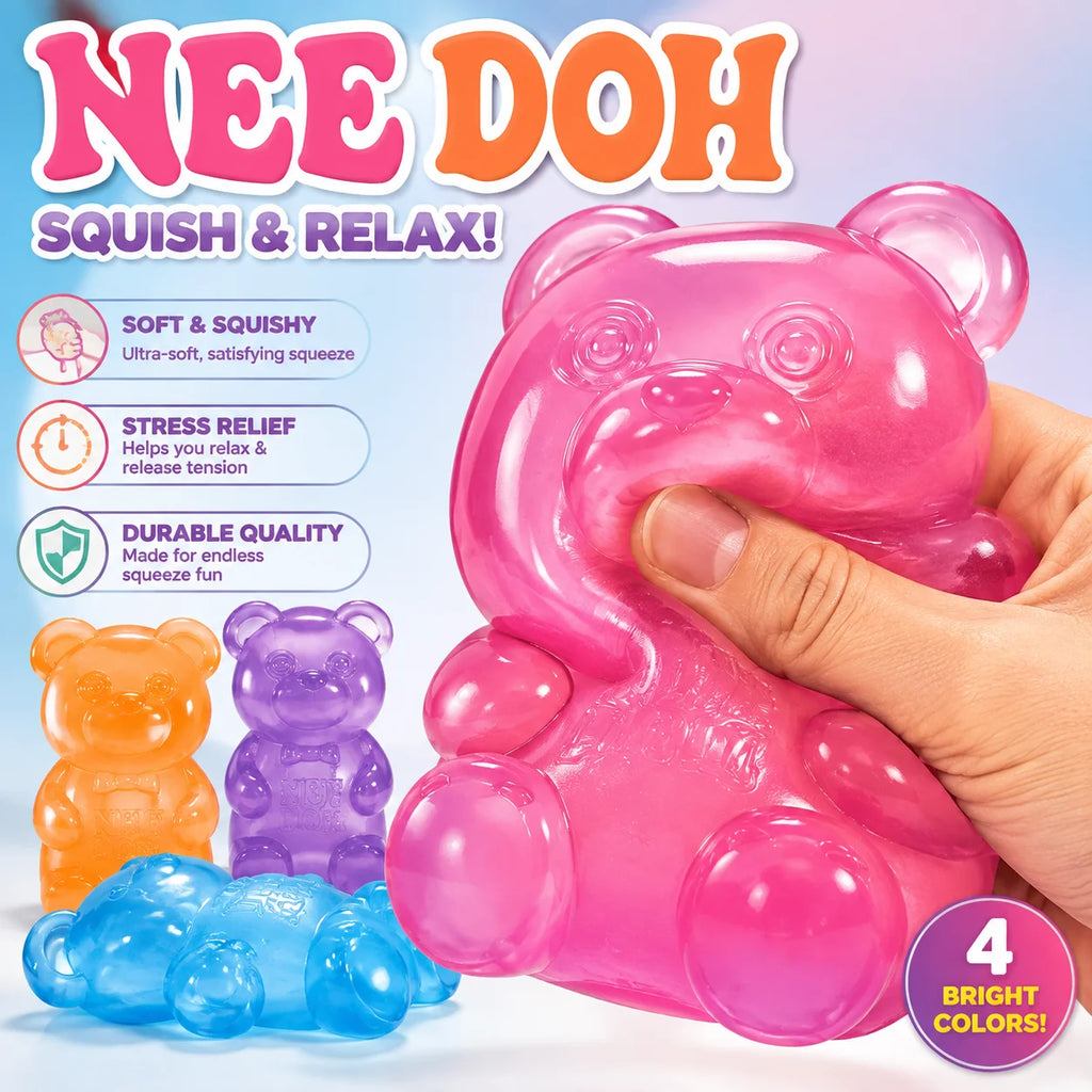 Squishy Fidget Sensory Toy ADHD Anti Anxiety Stress Relief Cute Transparent Jelly Gummy Bear TPR Stretch Squeeze Vent Needoh