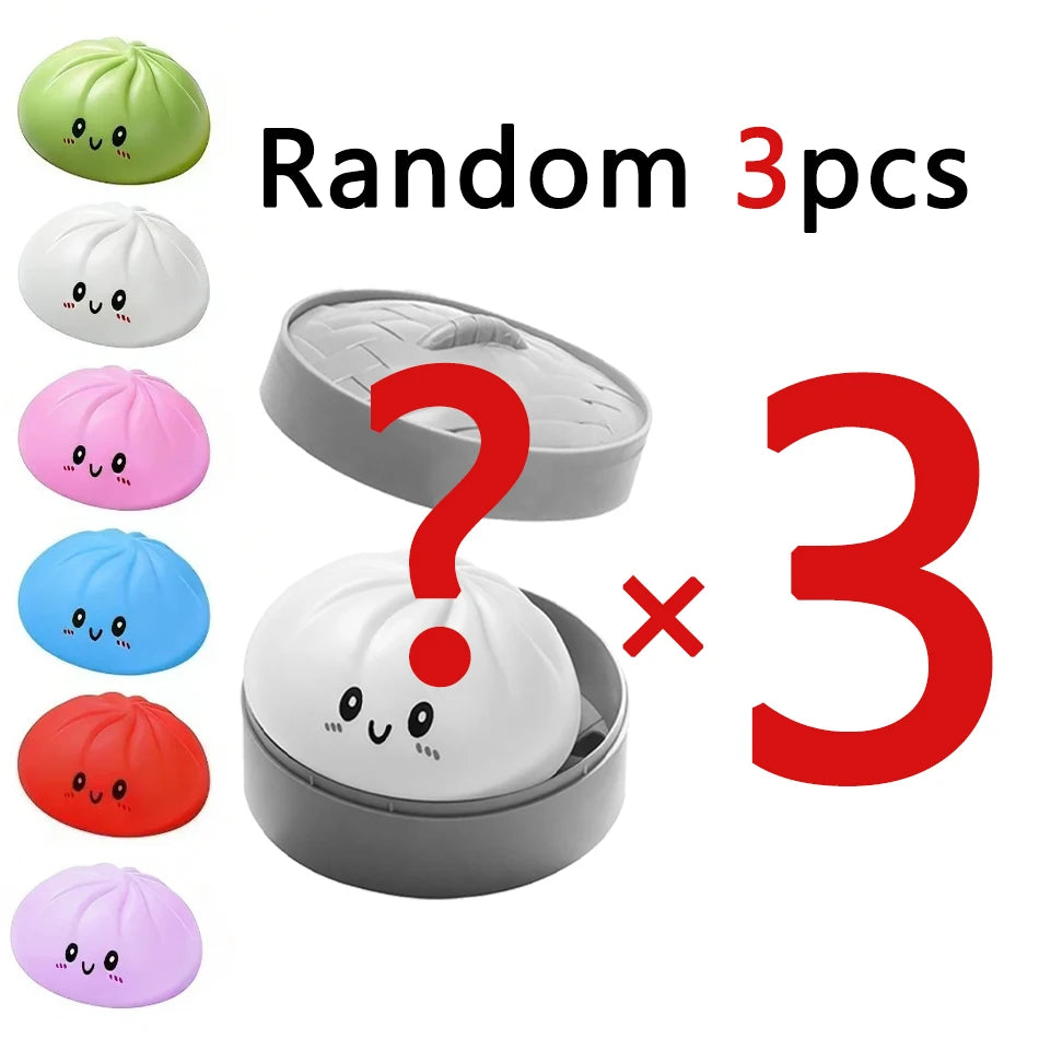 1-12P Push Bubble Colorful Dumpling Squishes Stress With Steamer Cute Anxiety Toy Soft Decompression Dough For Adults Prospector