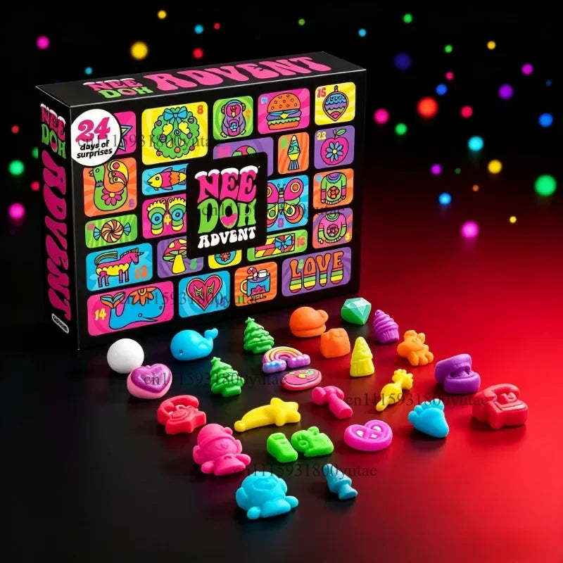 Christmas Advent Calendar Blind Box Needoh Nice Cube Squish Fidget Toy Sensory Stress Relief Anti‑Anxiety Xmas Gift