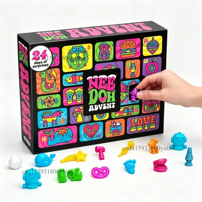 Christmas Advent Calendar Blind Box Needoh Nice Cube Squish Fidget Toy Sensory Stress Relief Anti‑Anxiety Xmas Gift