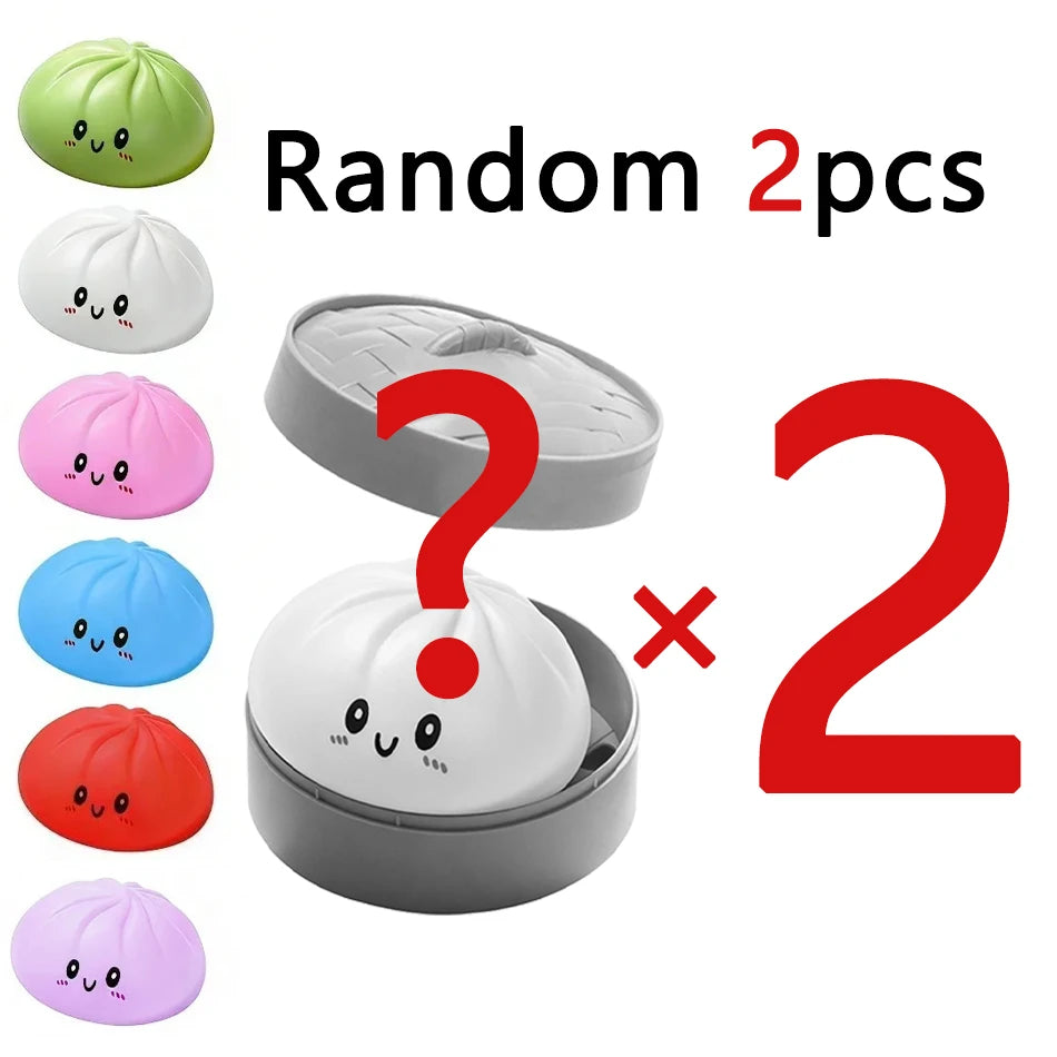 1-12P Push Bubble Colorful Dumpling Squishes Stress With Steamer Cute Anxiety Toy Soft Decompression Dough For Adults Prospector