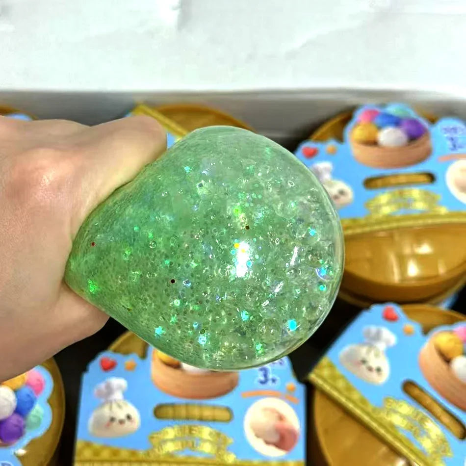 1-12P Push Bubble Colorful Dumpling Squishes Stress With Steamer Cute Anxiety Toy Soft Decompression Dough For Adults Prospector