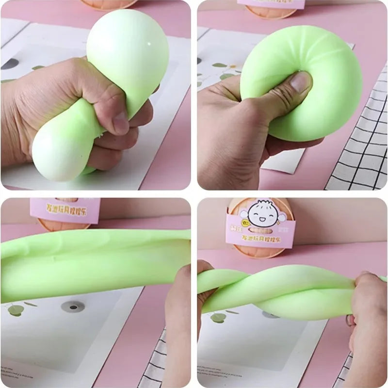 Hot Colorful Dumpling Squishes Stress Balls Fidget Sensory Toys Simulation Food Squishies Bun with Steamer Squeeze Dough Ball